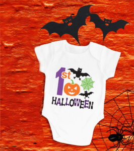 bedrukte baby romper halloween thema