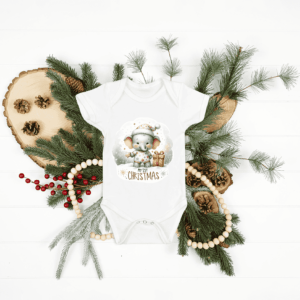 bedrukte baby romper kerstmis thema
