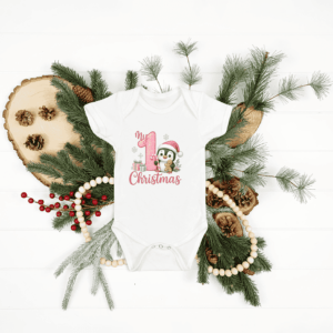 bedrukte baby romper kerstmis thema
