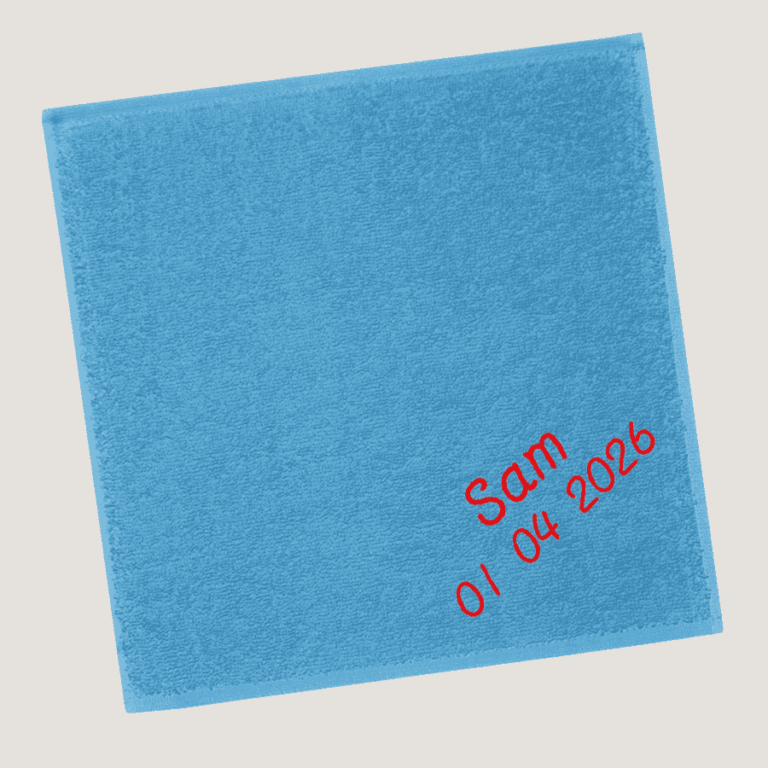 Spuugdoek blauw met geborduurde naam